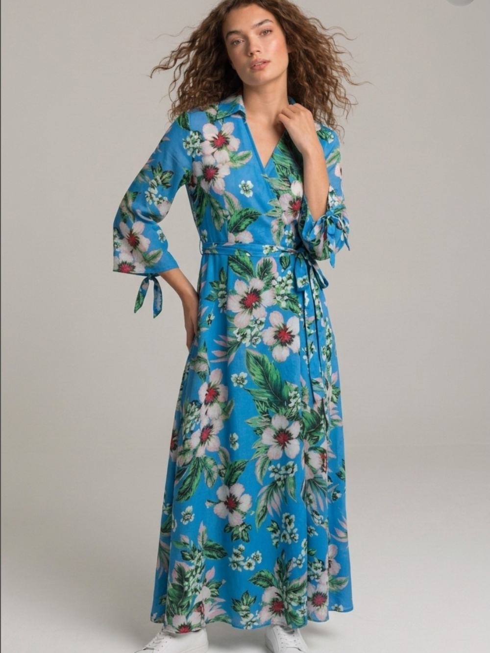 Diane Von Furstenberg Turquoise Floral Wrap Maxi Dress